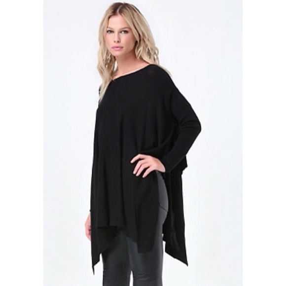 Bebe Handkerchief Black Tunic Sweater - Picture 2 of 9